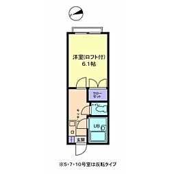 信開セルーラ駅南N 1Kの間取図画像