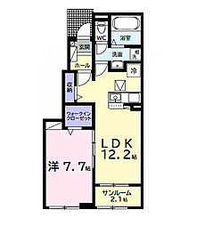ベルメランジェＡ 1階1LDKの間取り