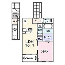 ソルフィー　イースト 2階1LDKの間取り