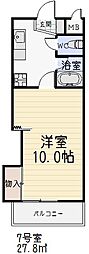 第2アイオーキャッスル 8階1Kの間取り