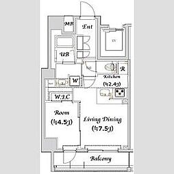 Log上野駅前 1LDKの間取図画像