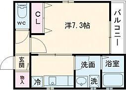 ヴェントチェーロ(旧チアフル西元町) 3階1Kの間取り