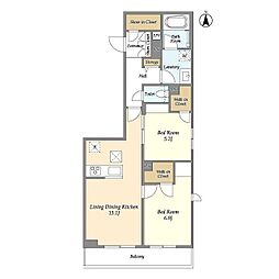 Ｌ’ｓ　ｒｅｓｉｄｅｎｃｅ東中野 2階2LDKの間取り