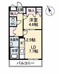 セレッソ庚午 3階1LDKの間取り