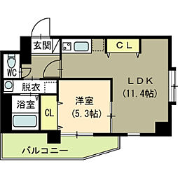 ブラスト南万代 1LDKの間取図画像