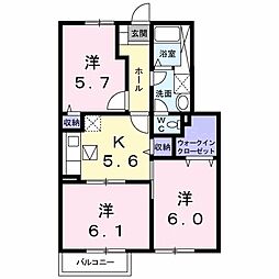 ソレアード・プラーサＣ 1階3Kの間取り