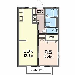 セフィラ富士 2階1LDKの間取り