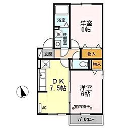ワイズコートA 2DKの間取図画像