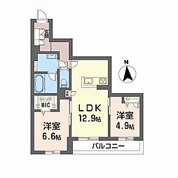 セレーナエルフォ 2階2LDKの間取り