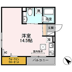 シャルマン深江B ワンルームの間取図画像