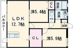リヴィエール3 2LDKの間取図画像