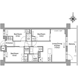 西武拝島線 小川駅 徒歩10分の賃貸マンション 4階3LDKの間取り