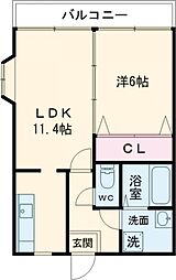 マンショングランドールII 4階1LDKの間取り