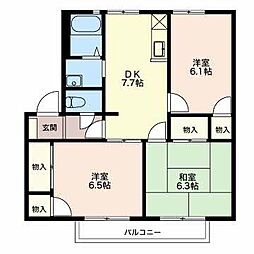 クイーンズタウン Ｂ 202 2階3DKの間取り