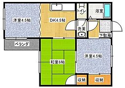 コーポラスMISASA 2階3DKの間取り