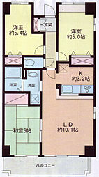 パルティール本村 3LDKの間取図画像