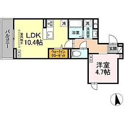 セレスティア亀有 3階1LDKの間取り