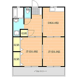 Do城南A棟 4階2DKの間取り