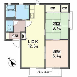 サンハイムIII 2階2LDKの間取り