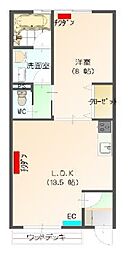 すまいる18番館 1階1LDKの間取り