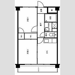 エルベくずは並木 2階2DKの間取り