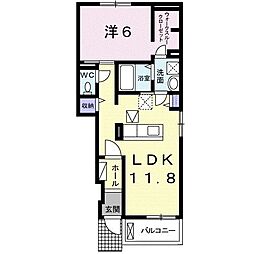 ヴィラ・コリーヌB 1LDKの間取図画像