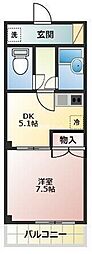 セントヴィラ安藤 1DKの間取図画像