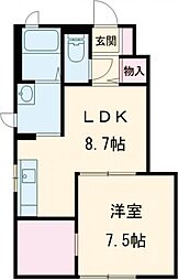 ブランシェ藤が丘 1LDKの間取図画像