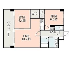 Ｌ−フィネス 8階2LDKの間取り