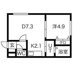 アニバーサリー16 3階1DKの間取り