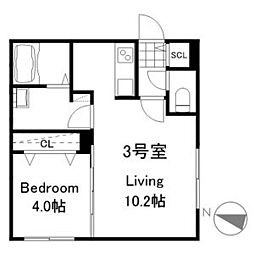 リーサ苗穂駅前 4階1LDKの間取り