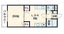 セジュール下南部 1階1LDKの間取り