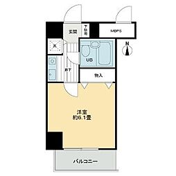 ライオンズマンション四条烏丸 4階1Kの間取り