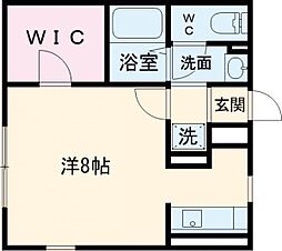 リヴィエールA 1階ワンルームの間取り