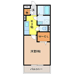 フジコーコ野田 1Kの間取図画像