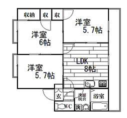 セジュール友竹 1階3LDKの間取り