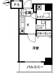スカイコート板橋3 1Kの間取図画像