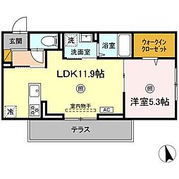 JR常磐線 土浦駅 徒歩36分の賃貸アパート 1階1LDKの間取り