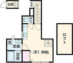 JR高崎線 行田駅 徒歩3分の賃貸アパート 2階1SDKの間取り