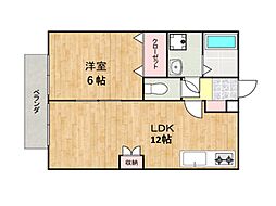 パンプキン 2階1LDKの間取り