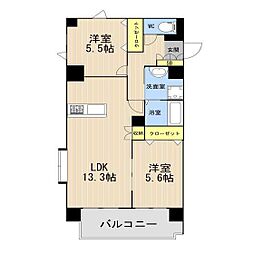 ル・ボヌール 2LDKの間取図画像
