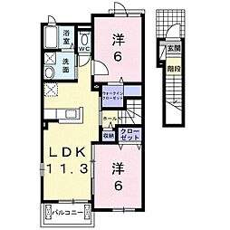 アルファ・ムスカェB 2LDKの間取図画像