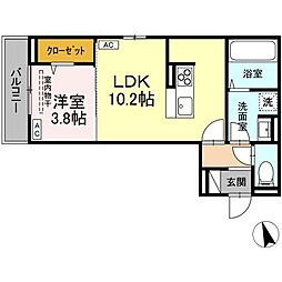 D-residence曙町1丁目 3階1LDKの間取り