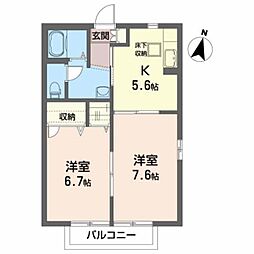 仙台市営南北線 旭ヶ丘駅 バス3分 南光台四丁目南下車 徒歩4分の賃貸アパート 1階2Kの間取り