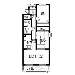 プラザM.S 2LDKの間取図画像