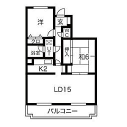 プラザM.S 2LDKの間取図画像