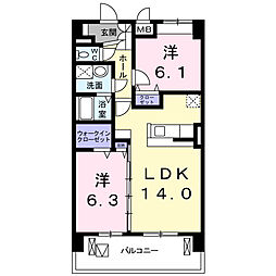 パークレジデンス小山 2LDKの間取図画像