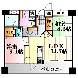 ラフィーヌ牛田本町 2LDKの間取図画像