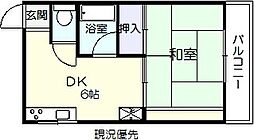 サンハイツ11 2階1DKの間取り
