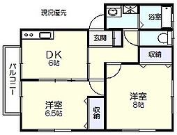 エステートI 2階2DKの間取り